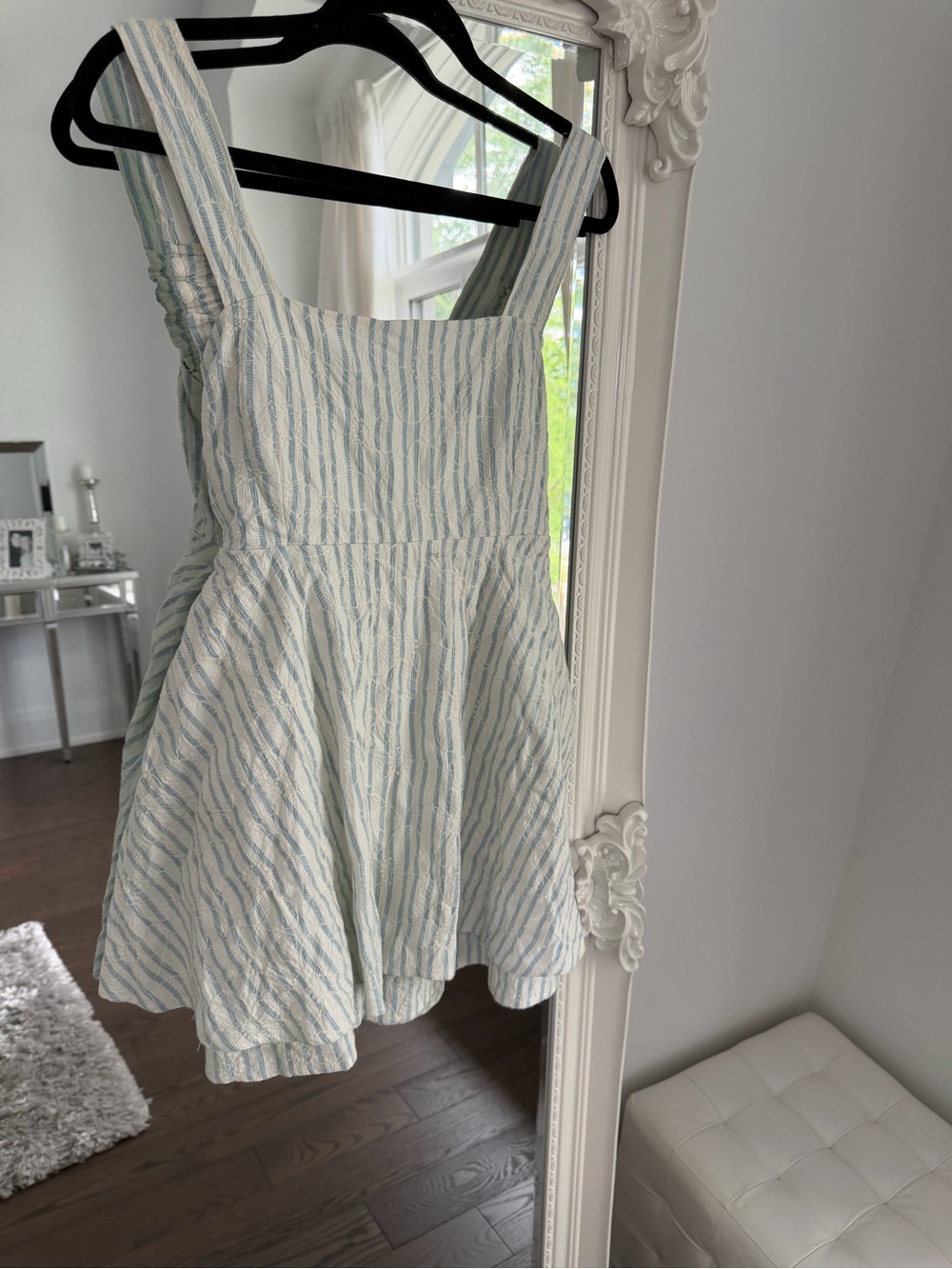 Girls Light Blue and White Striped Sundress